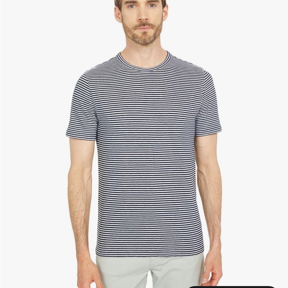 VINCE Mens Cotton & Linen Striped Gray/Off White T Shirt Size XXL $145 New